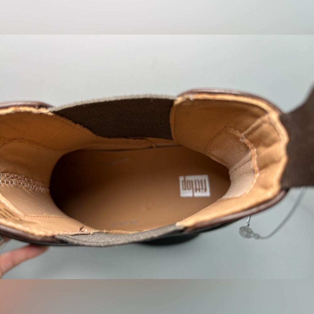 FitFlop Genuine Smooth Leather Platform Chelsea Boots - color Chocolate Brown - Picture 7 of 11